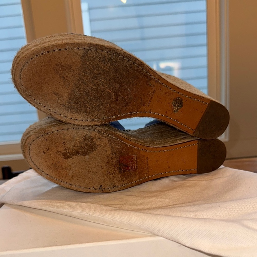 CHLOE - LAUREN ESPADRILLE COBALT SUEDE WEDGE SANDALS - Picture 5 of 7